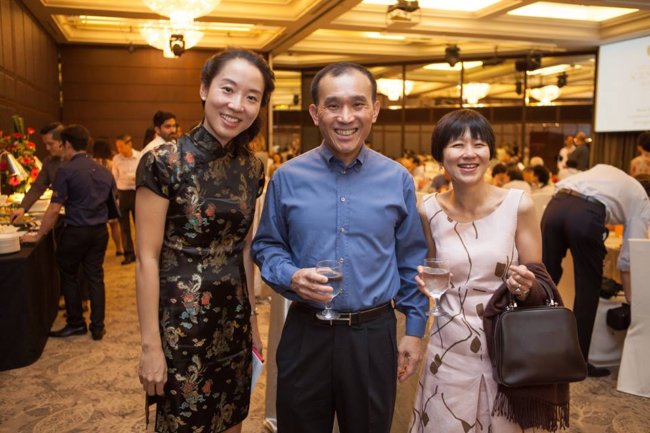 Assistant Professor Juliana Chan, Mr Lim Chuan Poh, chairman of the Agency for Science, Technology and Research (A*STAR) and Mrs Lim.